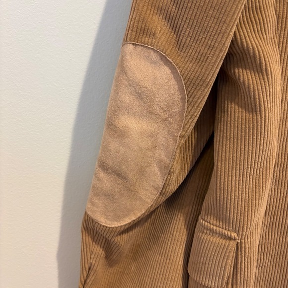 Vtg 80s  Corduroy Jacket Tan Blazer Men 37R Elbow Patches Academia Sport Coat - Picture 12 of 16